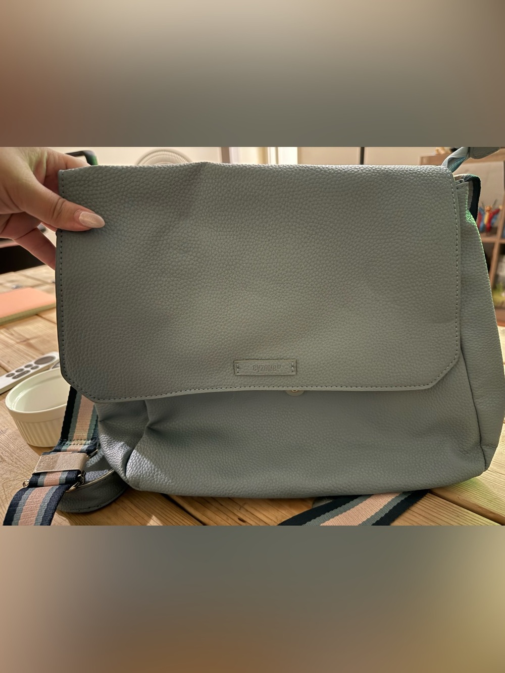 Cuyana Pebbled Leather Crossbody Bag in Sage Green